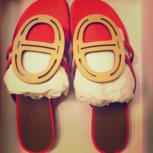 Hermes authentic summer sandals pink coral color